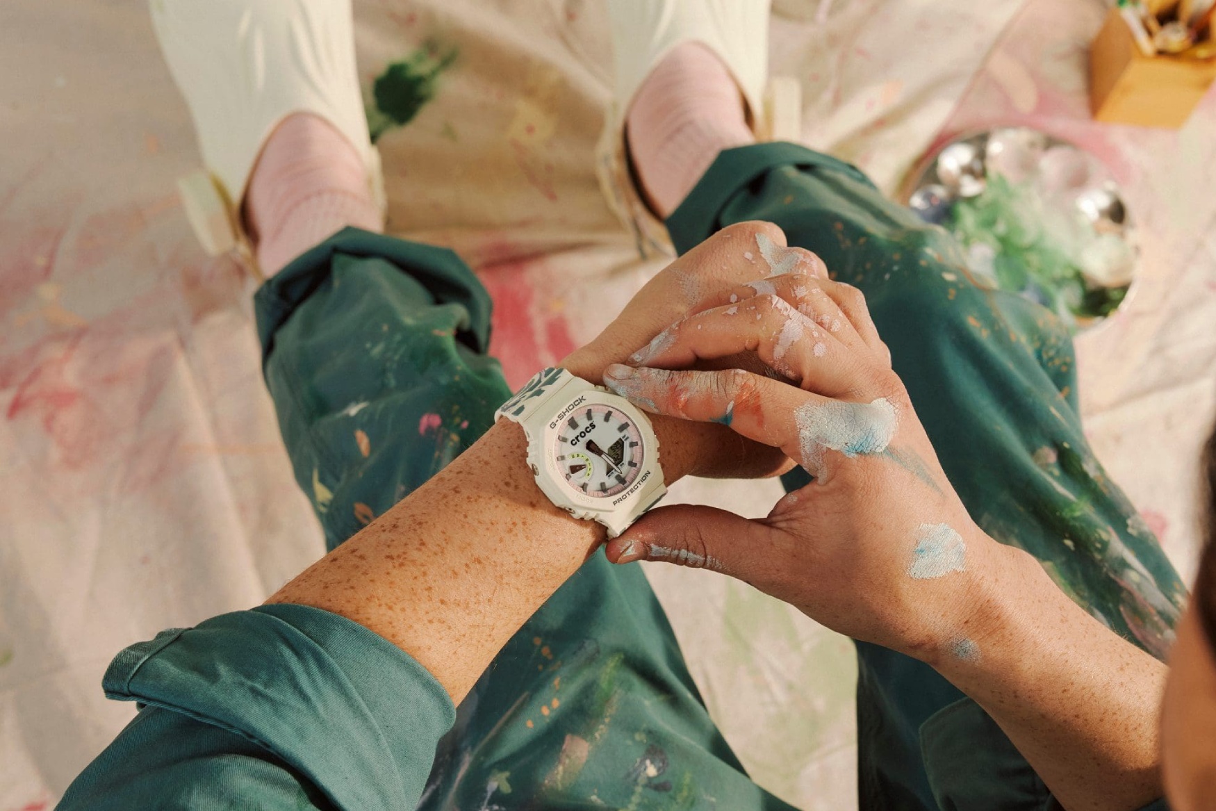 Casio G Shock x Crocs Echo Wave watch on wrist