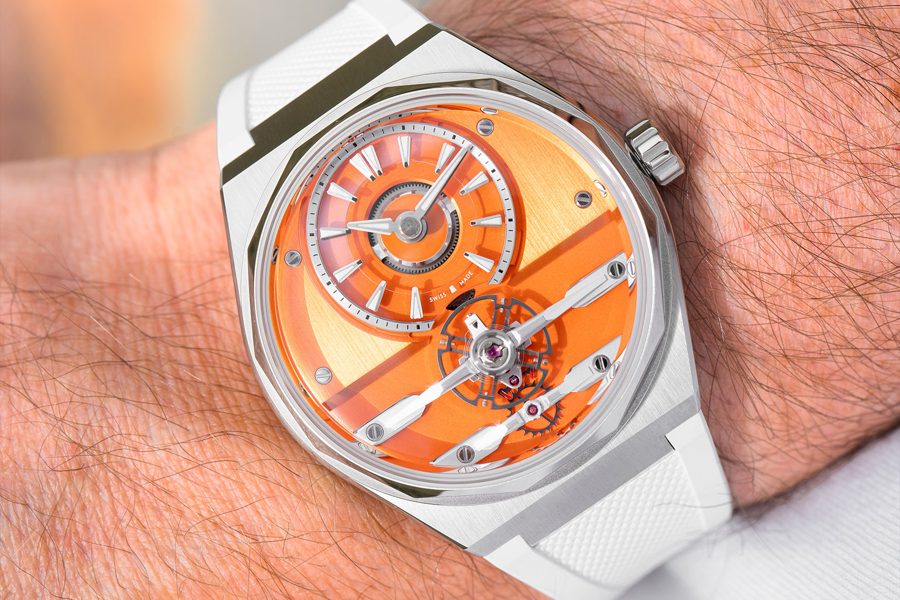 Christopher Ward C12 Loco Orange wrist