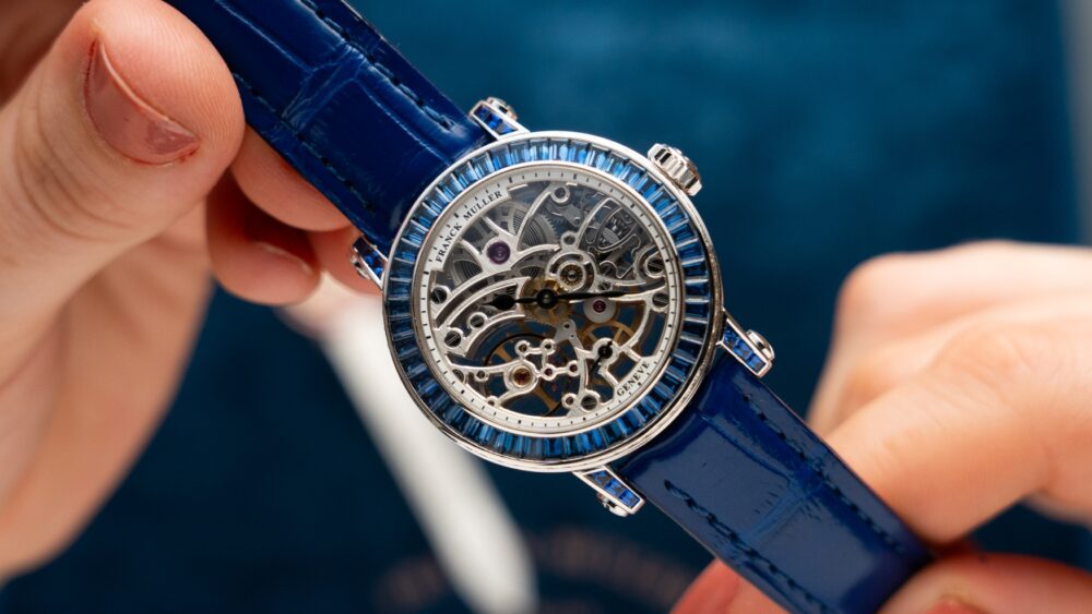 The Franck Muller Round Skeleton Baguette 31 shows off skeletonisation on a small scale