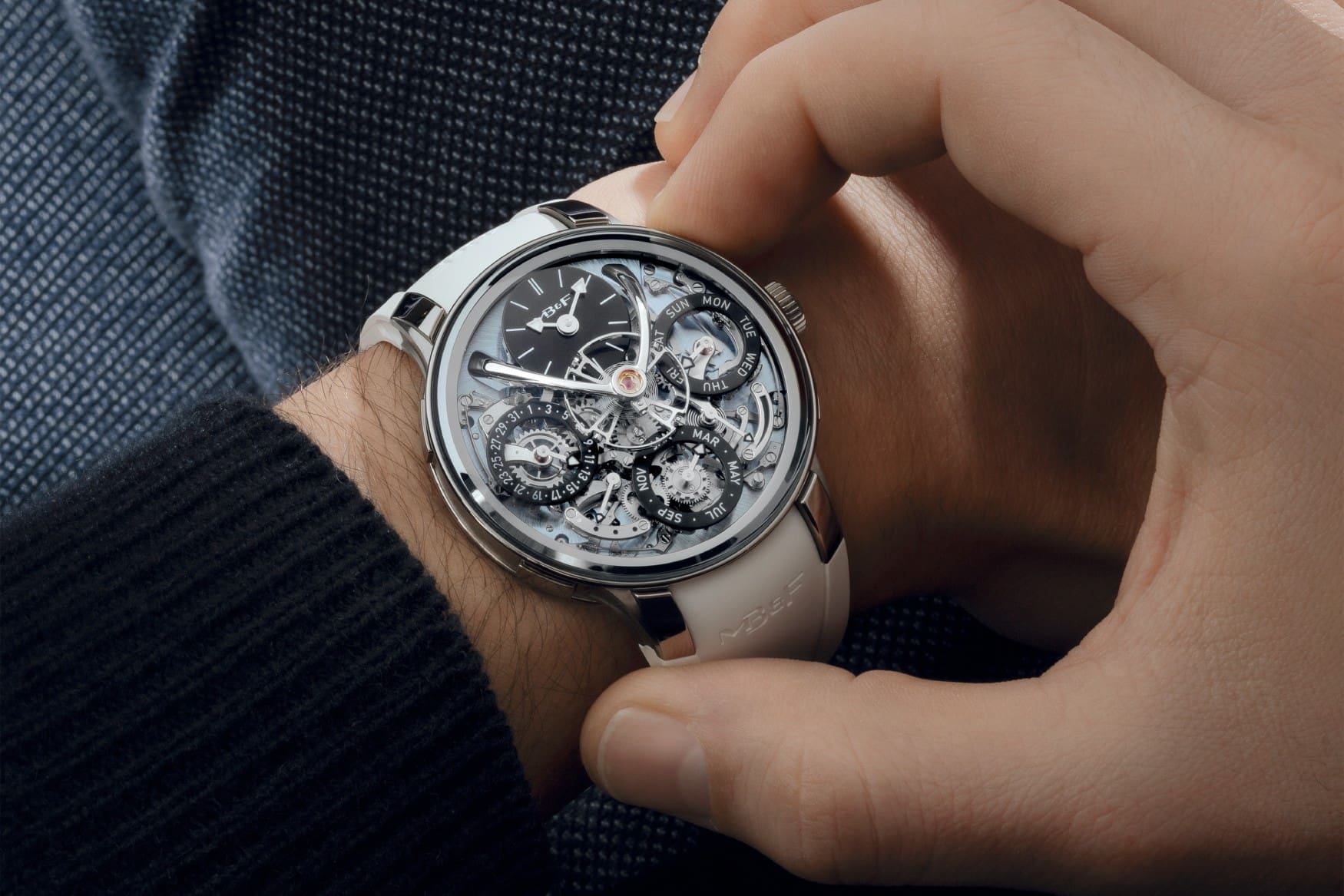 mbf lm perpetual evo blue wrist