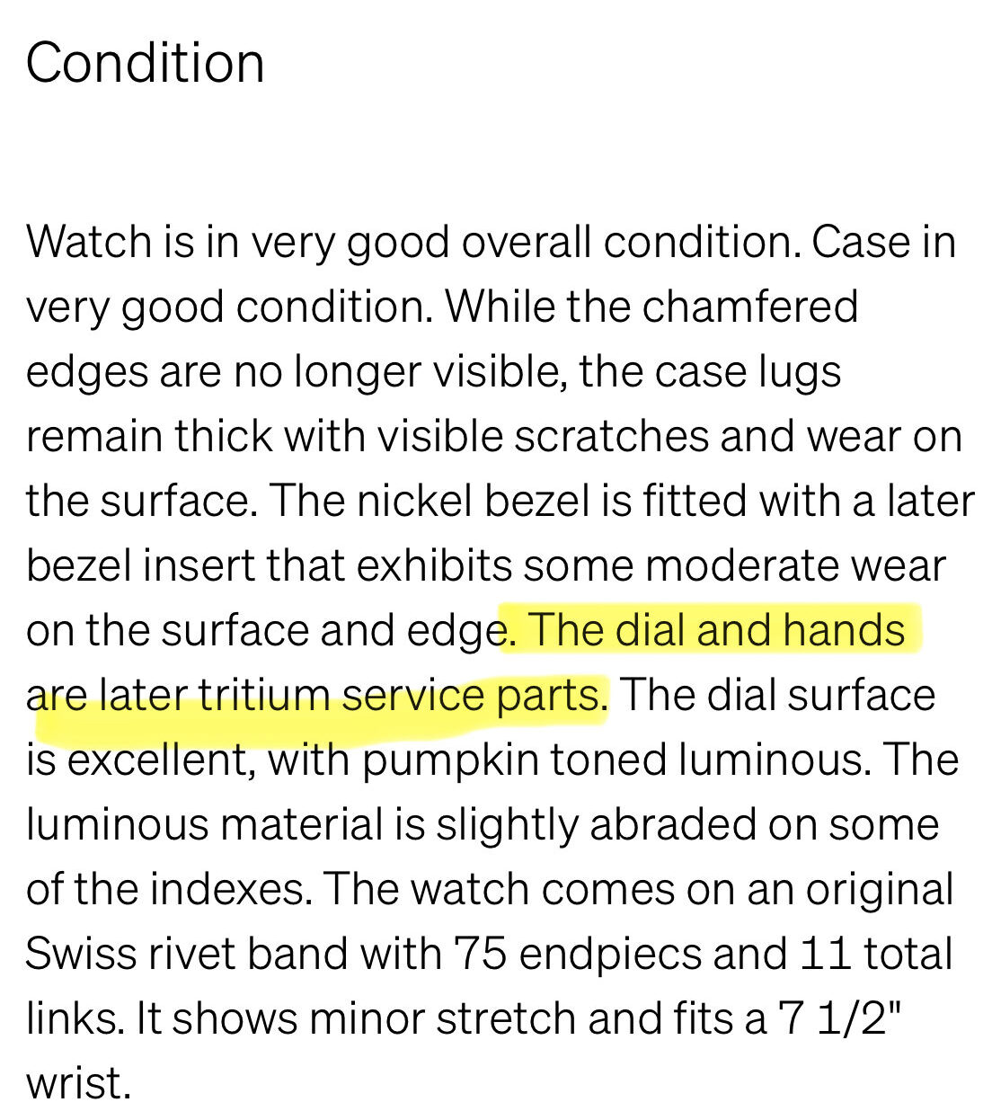 Vintage watch terms Service parts 2