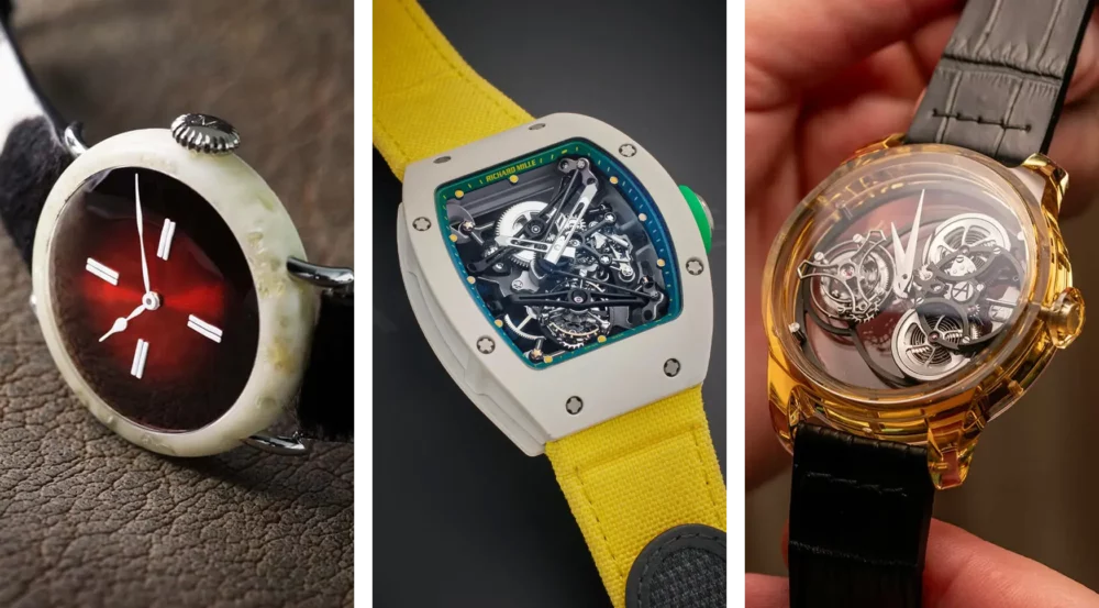 The most unusual case materials in watchmaking, from ‘chameleon’ sapphire to Swiss cheese